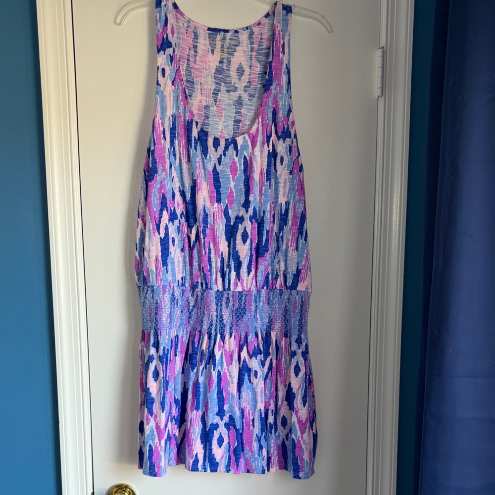 Lilly Pulitzer Sleeveless Ikat Mini Dress in Blue, Pink & White